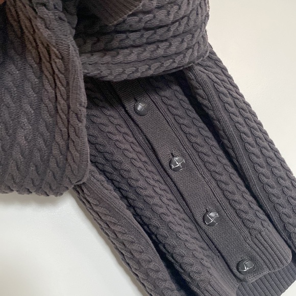 Daniel Hechter Grandpa Cardigan Men L Grey Red Cable Knit FairIsles Shawl Collar - Picture 7 of 15